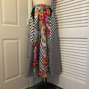 Floral and Striped “Flint & Moss” A-Line Skirt- Size Small